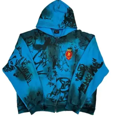 Balenciaga Blue Skater Graffiti Hoodie — USFans Spreadsheet photo
