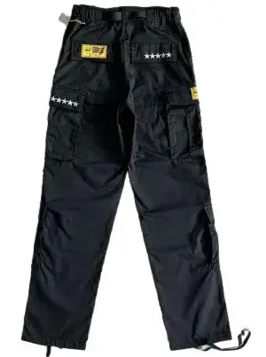 Corteiz Classic Cargo 5 Stars Black White Logo Pants — USFans Spreadsheet photo