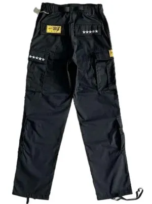 Corteiz Classic Cargo 5 Stars Black White Logo Pants — USFans Spreadsheet photo 1