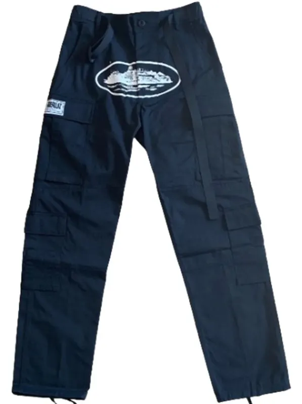 Corteiz Classic Cargo Black White Logo Pants — USFans Spreadsheet photo 1