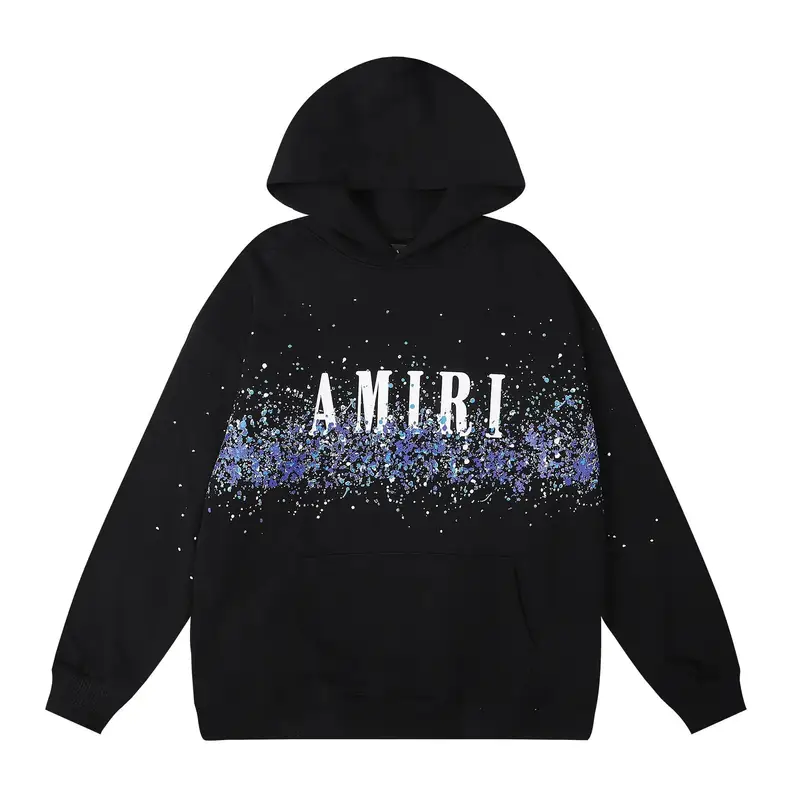 Amiri Paint Splatter Hoodie — 857 black colorway — USFans Spreadsheet photo