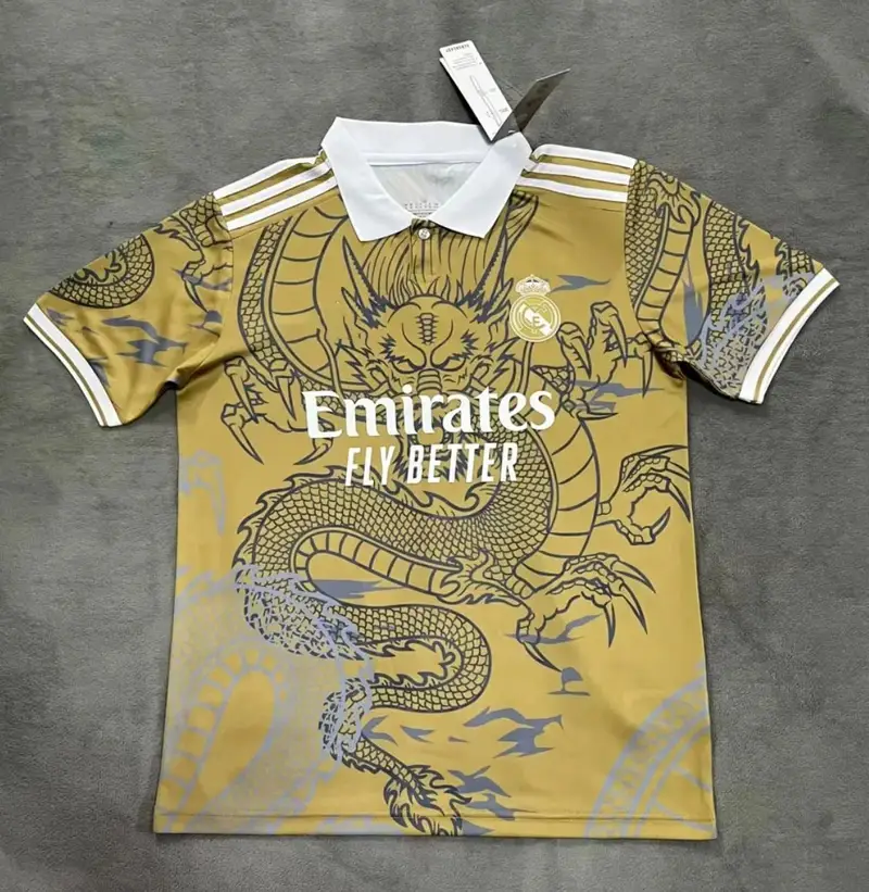 Real Madrid 2024 Player Jersey — 2324 Real Madrid Dragon Yellow colorway — Kakobuy Spreadsheet photo