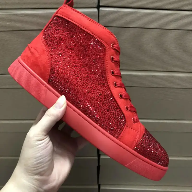 Christian Louboutin High Shoes — Red velvet and red diamond colorway — Kakobuy Spreadsheet photo