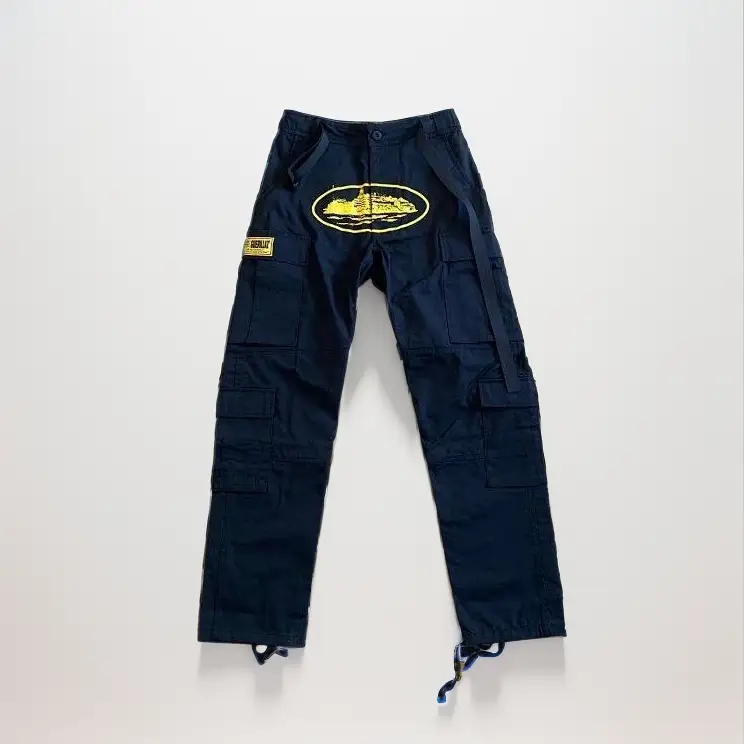 Corteiz Classic Cargo 5 Stars Black White Logo Pants — yellow print colorway — USFans Spreadsheet photo
