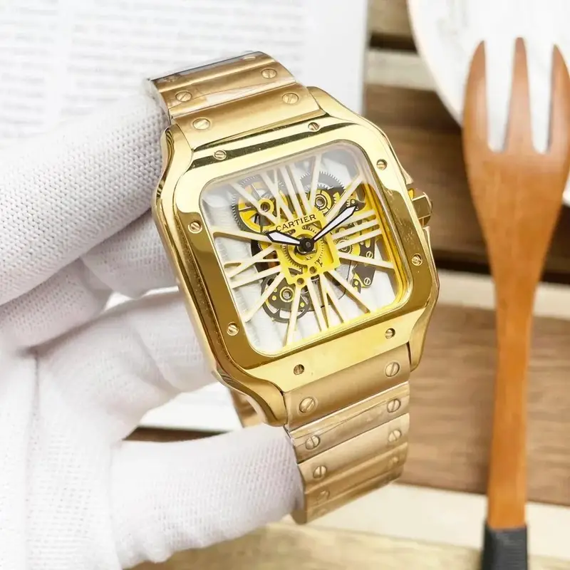 Cartier Santos Skeleton — Gold Shell-White Face Steel Strip colorway — USFans Spreadsheet photo