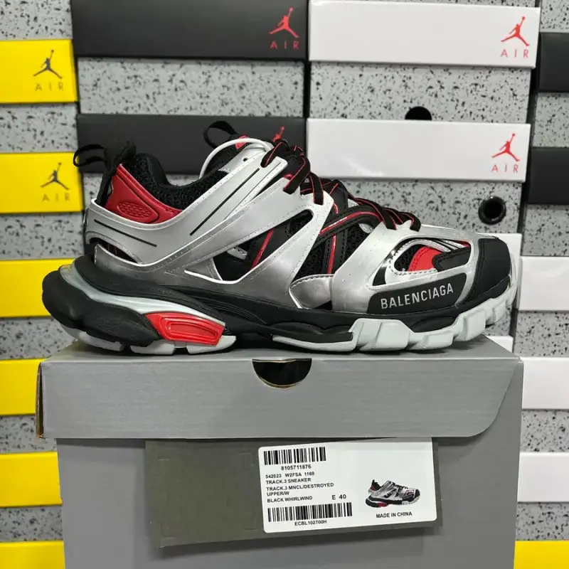 Balenciaga Track 3.0 Pierced Shoes — 1169 black silver red colorway — Kakobuy Spreadsheet photo