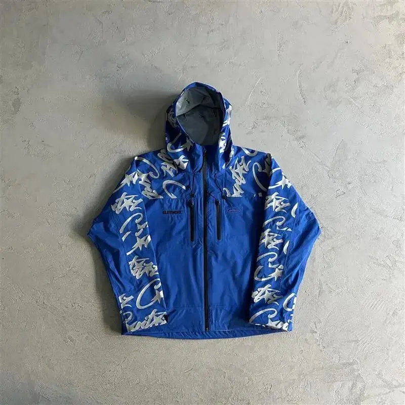Corteiz Pink Windbreaker with Monogram on Sleeves — blue colorway — USFans Spreadsheet photo