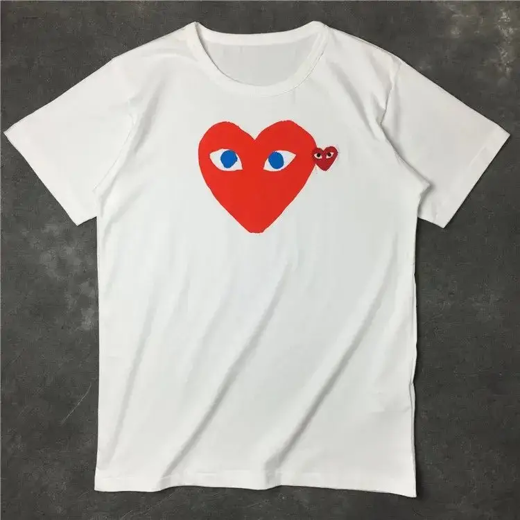 CDG T-Shirts — White， red heart， blue eyes colorway — USFans Spreadsheet photo