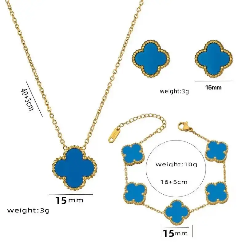 Vancleef Necklace — 913-1 three-piece set 1.5CM blue shell colorway — USFans Spreadsheet photo