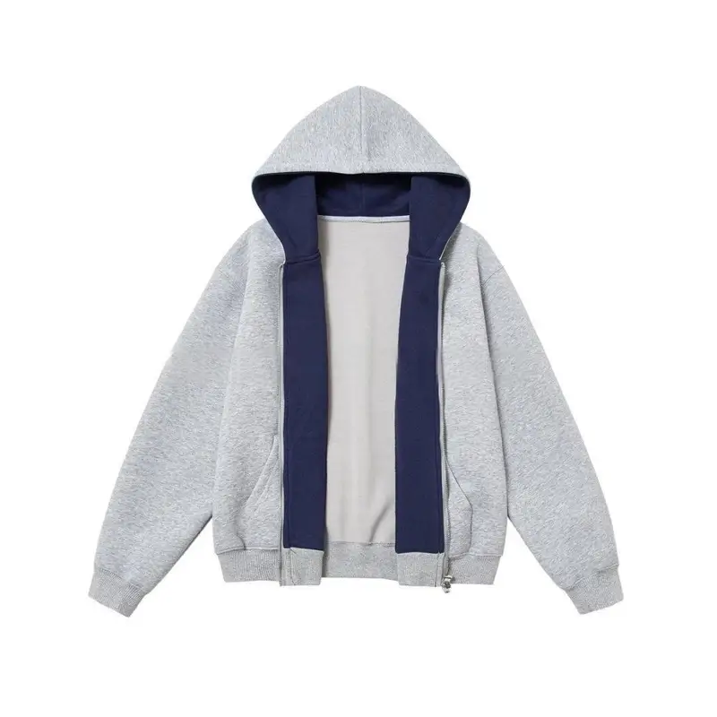 DerSchutze Zip Hoodie — Light gray spell navy blue [plus velvet thickening]] colorway — USFans Spreadsheet photo