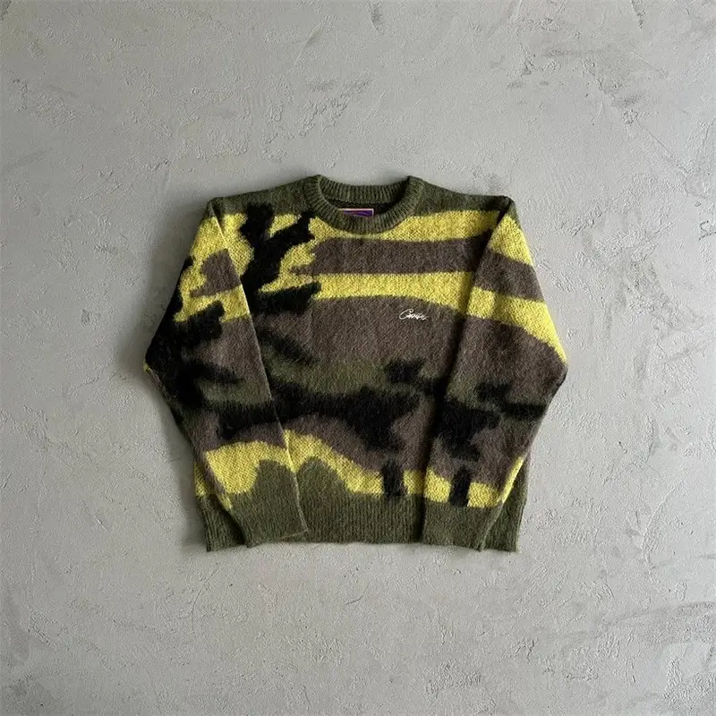 Corteiz Knit Sweater — Yellow camouflage sweater colorway — USFans Spreadsheet photo
