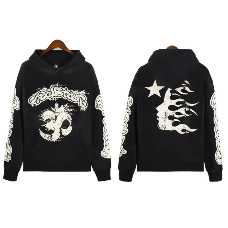 Hellstar Hoodie — Cotton hooded sweater DY-W04 black colorway — USFans Spreadsheet photo
