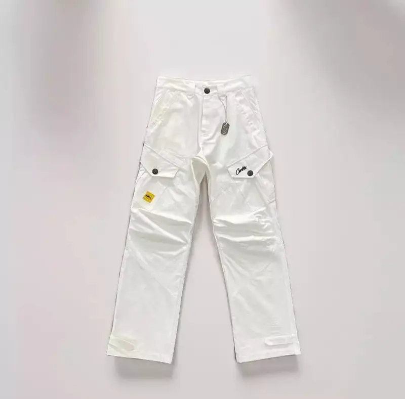 Corteiz Classic Cargo 5 Stars Black White Logo Pants — White Slant Pocket colorway — USFans Spreadsheet photo
