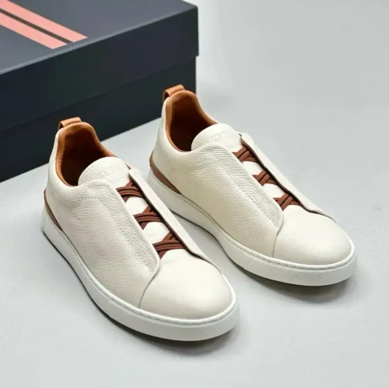 Zegna Triple Stitch Shoes — White brown colorway — Kakobuy Spreadsheet photo