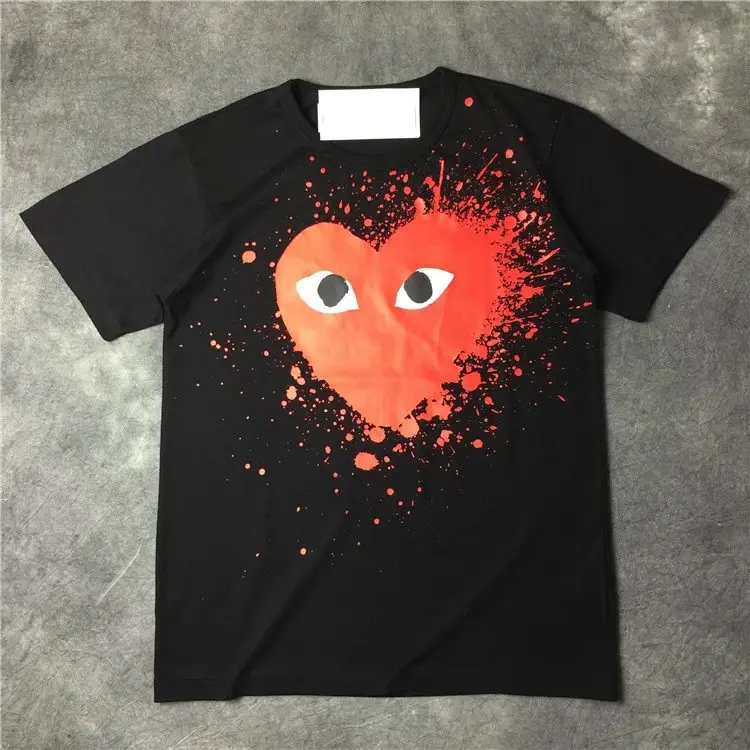CDG T-Shirts — Black Speckle Red Heart colorway — USFans Spreadsheet photo