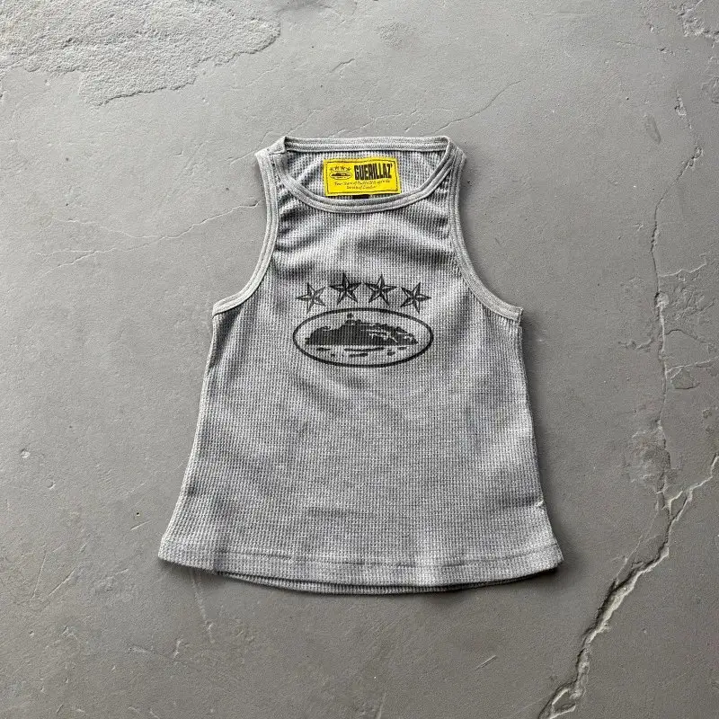 Corteiz Sleeveless Garment T-Shirt — 4 star print/gray colorway — USFans Spreadsheet photo