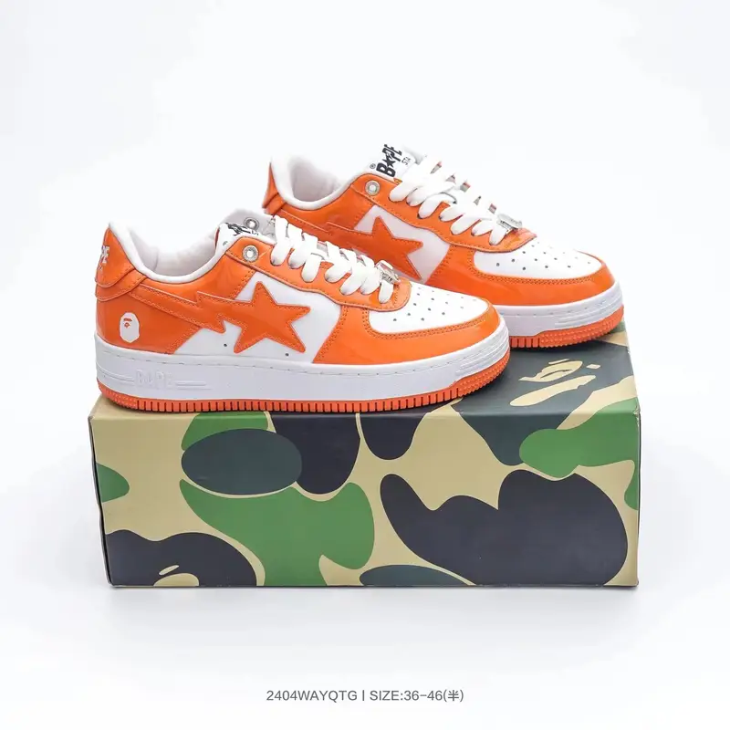 Bapesta Sneakers — White Orange colorway — Kakobuy Spreadsheet photo