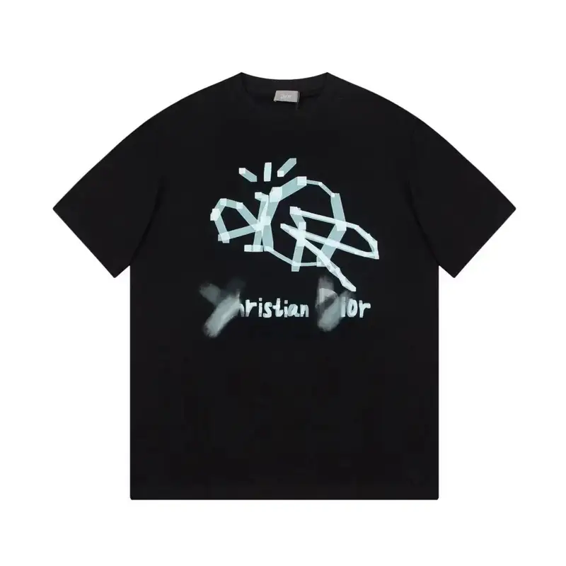 Christian Dior Atelier T-Shirt — Black Light Blue White colorway — USFans Spreadsheet photo