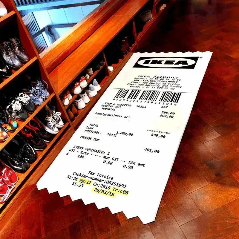 Ikea Markerad "Receipt" Rug — New IKEA White Small Ticket Crystal Velv colorway — USFans Spreadsheet photo