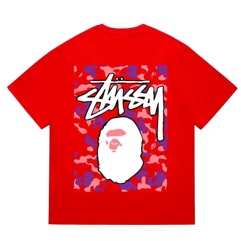Bape x Stussy Tee — 203 red and white colorway — USFans Spreadsheet photo