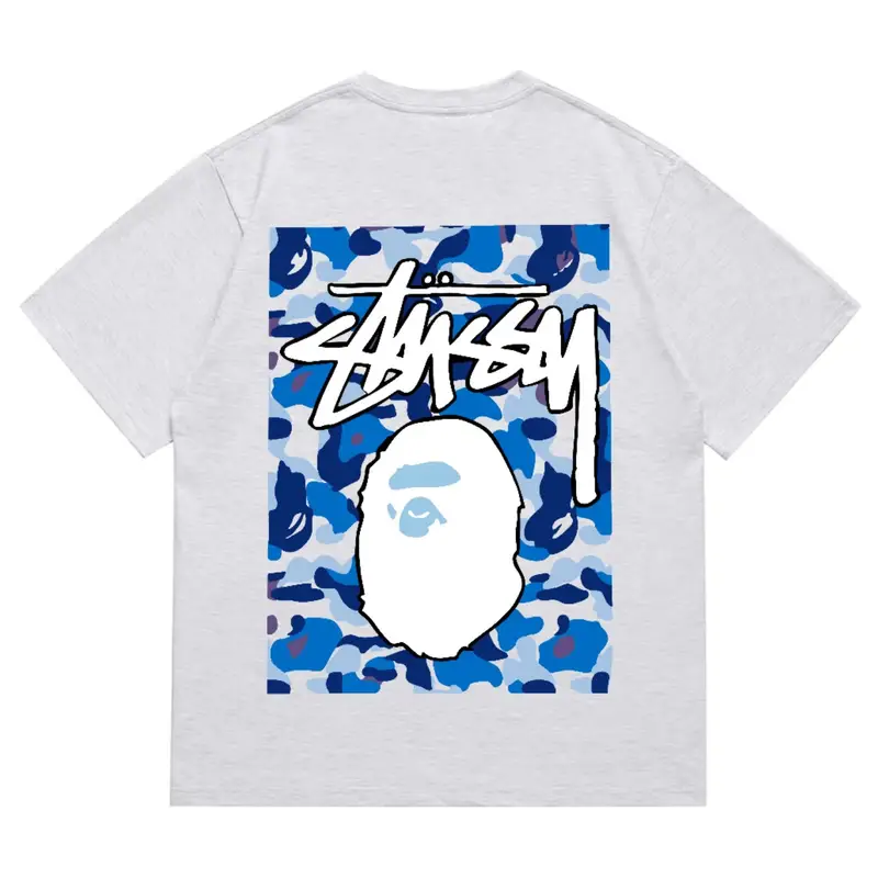 Bape x Stussy Tee — 203 gray blue colorway — USFans Spreadsheet photo