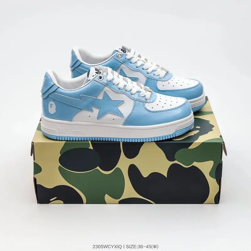 Bapesta Sneakers — White Blue colorway — Kakobuy Spreadsheet photo