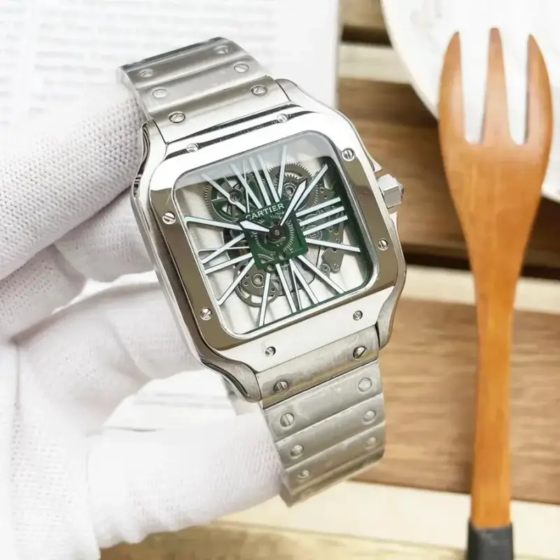 Cartier Santos Skeleton — Silver Shell Green Steel Strip colorway — USFans Spreadsheet photo
