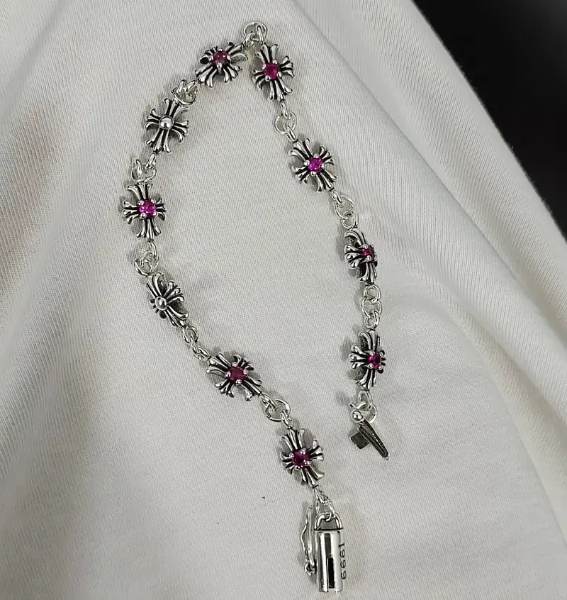 Chrome Hearts Bracelet with Crosses — 7 Vintage pink diamond bracelet colorway — USFans Spreadsheet photo