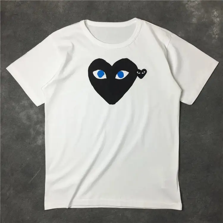 CDG T-Shirts — White， black heart， blue eyes colorway — USFans Spreadsheet photo