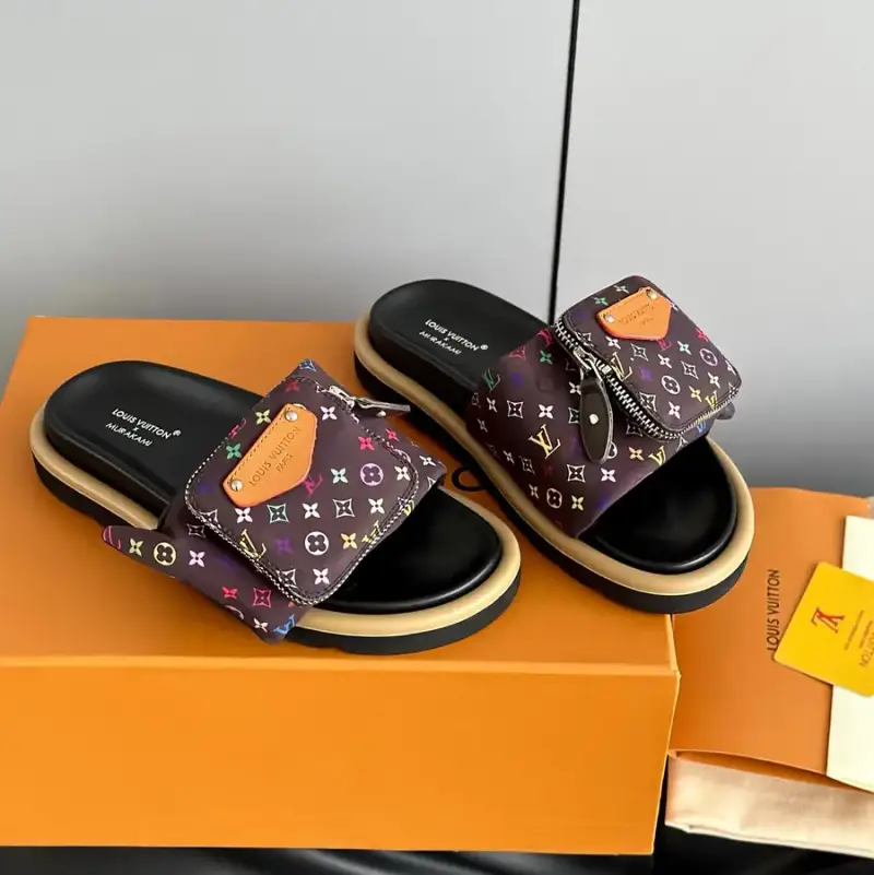 Takashi Murakami x LV Pool Pillow Comfort Shoes — brown colored flowers colorway — Kakobuy Spreadsheet photo