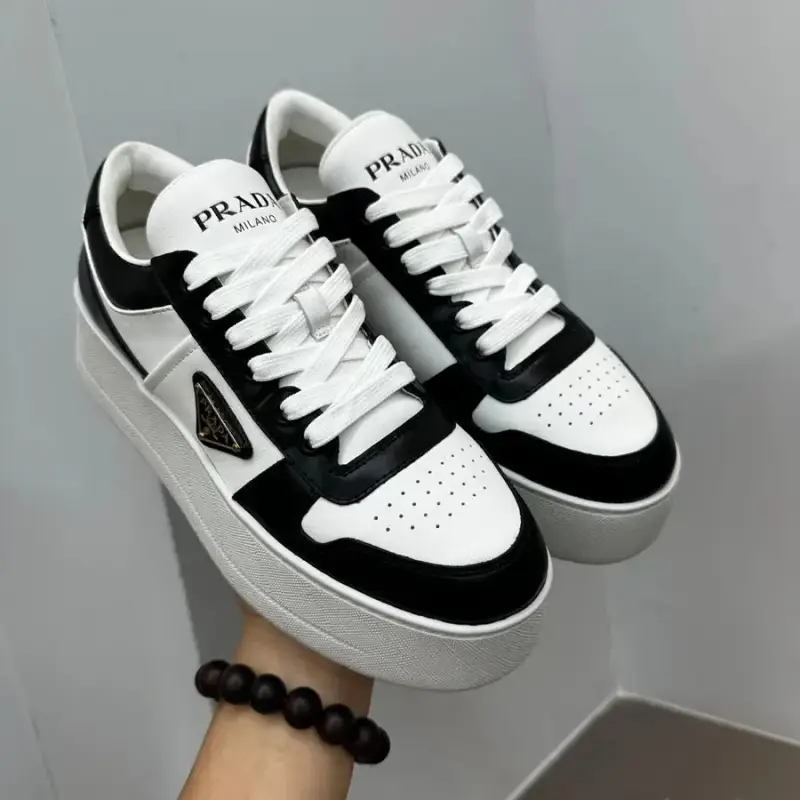 Prada Downtown Bold Leather Sneakers — Black and white colorway — USFans Spreadsheet photo