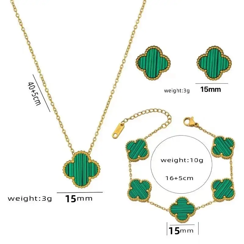 Vancleef Necklace — 913-1 three-piece set of 1.5CM green she colorway — USFans Spreadsheet photo