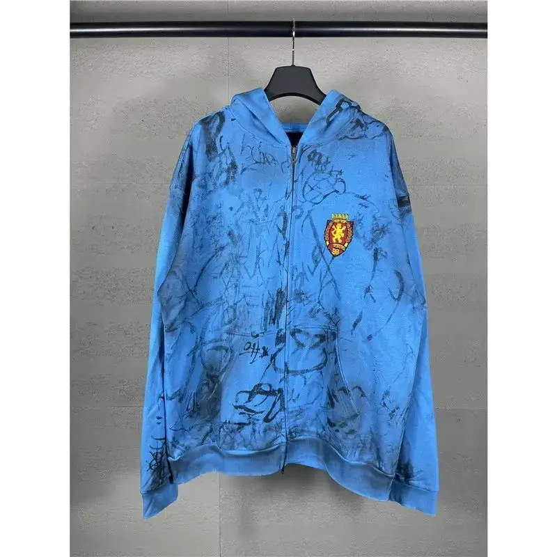 Balenciaga Blue Skater Graffiti Hoodie — lake blue colorway — USFans Spreadsheet photo