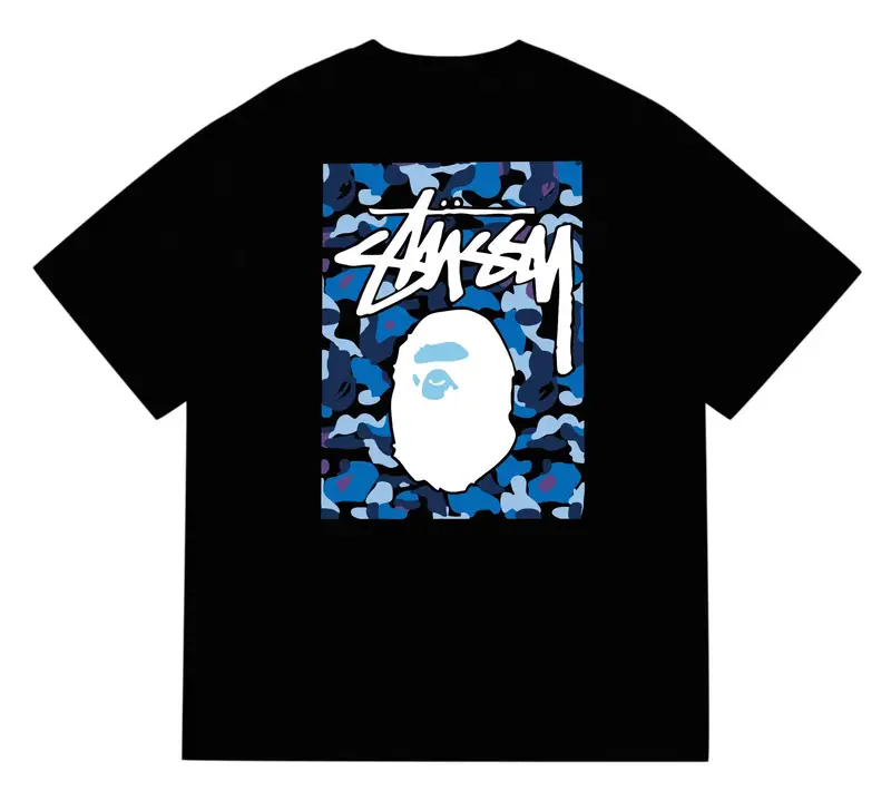 Bape x Stussy Tee — 203 black and blue colorway — USFans Spreadsheet photo