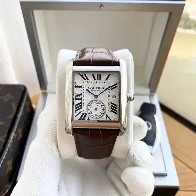 Cartier Tank Watch — Silver Case-White Dial Brown Strap colorway — USFans Spreadsheet photo