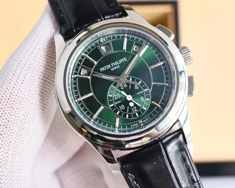 Patek Philippe Geneve Classic Watch With Leather Band — Silver Shell-Green Black Belt colorway — USFans Spreadsheet photo