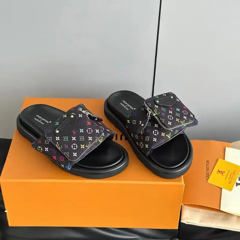Takashi Murakami x LV Pool Pillow Comfort Shoes — black colored flowers colorway — Kakobuy Spreadsheet photo