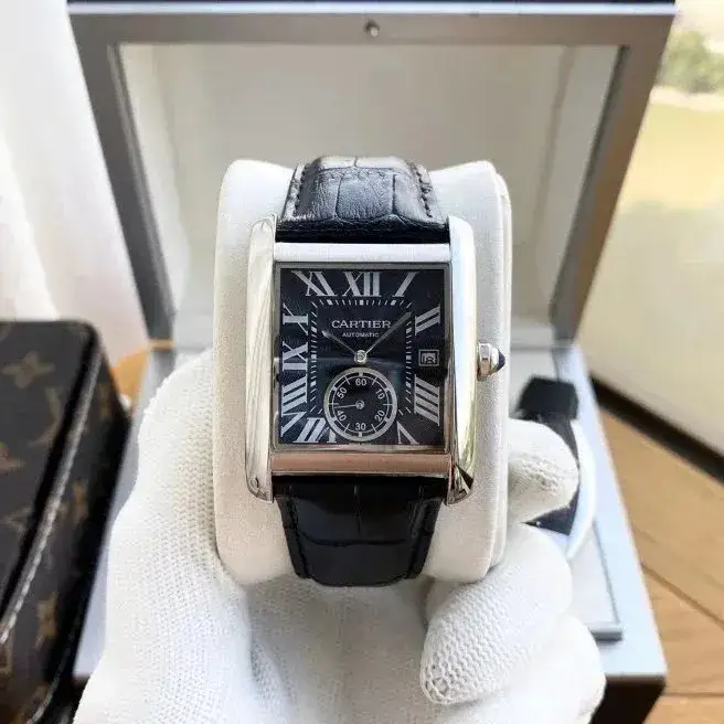 Cartier Tank Watch — Silver Case-Black Dial Black Strap colorway — USFans Spreadsheet photo