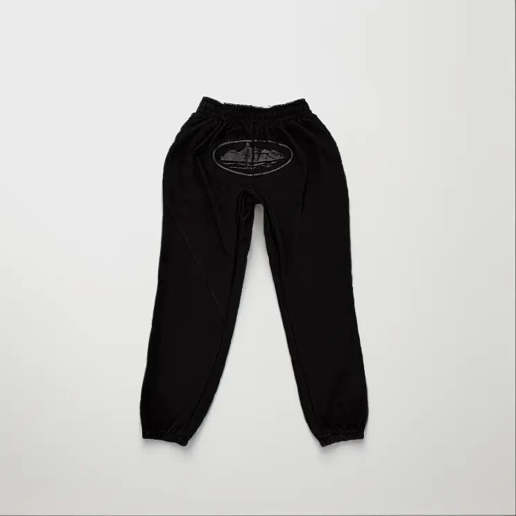 Corteiz Alcatraz Basic Triple Black Pants — black black print colorway — USFans Spreadsheet photo