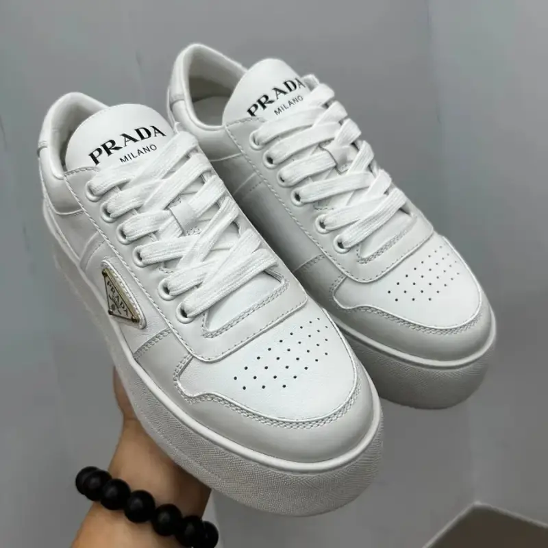 Prada Downtown Bold Leather Sneakers — white colorway — USFans Spreadsheet photo