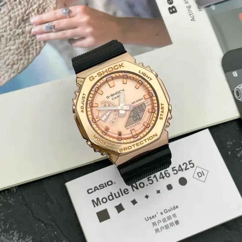 G-Shock Casio Watch With Rubber Band — Rose Shell  Rose Gold Plate Black Tape colorway — USFans Spreadsheet photo
