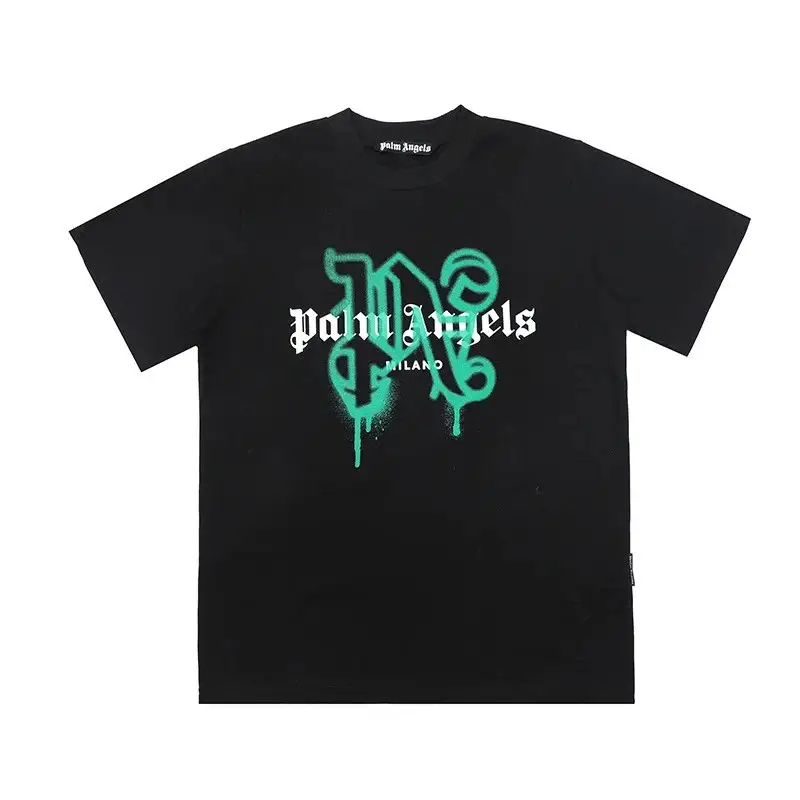 Palm Angels Monogram NY Spray Tee — 2273 black white green colorway — USFans Spreadsheet photo