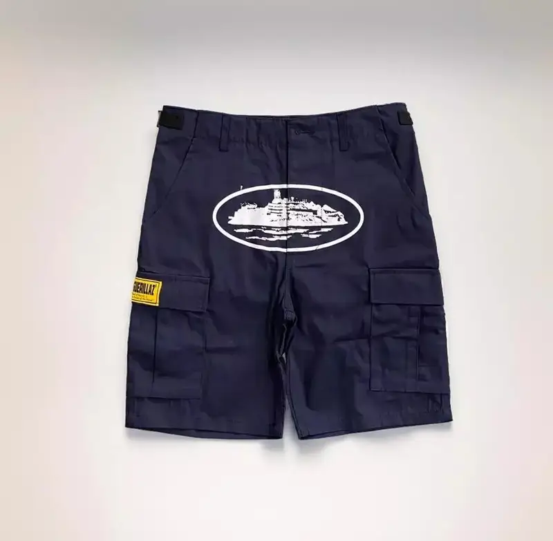 Corteiz Classic Cargo Triple Black Logo Shorts — Guerrilla Navy Blue colorway — USFans Spreadsheet photo