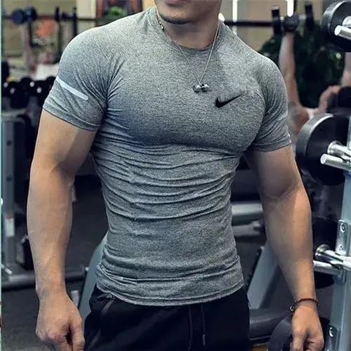 Nike Quick Dry T-Shirt — Grey short-sleeved silver strip colorway — Kakobuy Spreadsheet photo