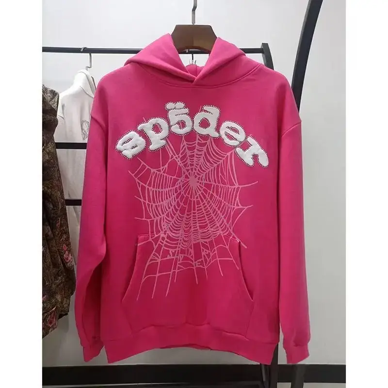 Sp5der Blue Hoodie — Rose red and white characters colorway — USFans Spreadsheet photo