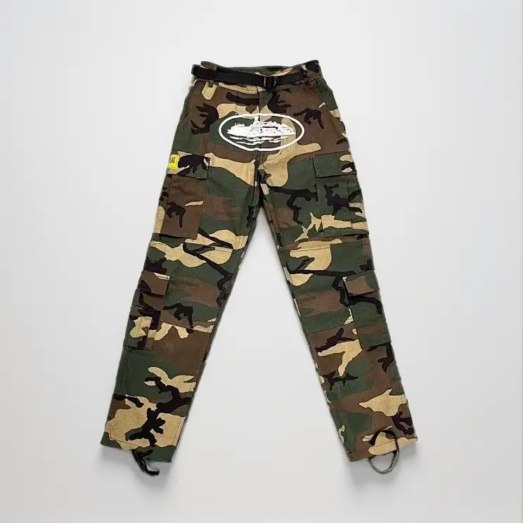 Corteiz Classic Cargo 5 Stars Black White Logo Pants — Camouflage tooling colorway — USFans Spreadsheet photo