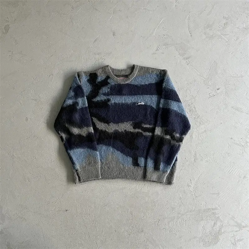 Corteiz Knit Sweater — blue camouflage sweater colorway — USFans Spreadsheet photo