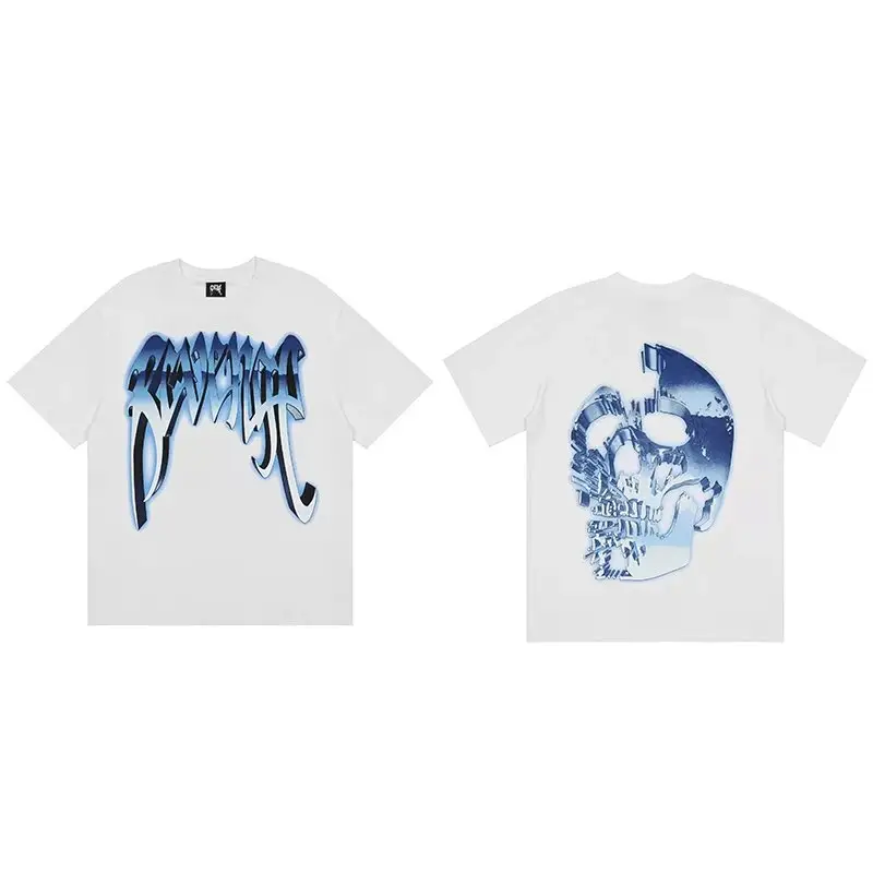 Revenge T-Shirts — Silver White Blue Metal Skull Head colorway — Kakobuy Spreadsheet photo