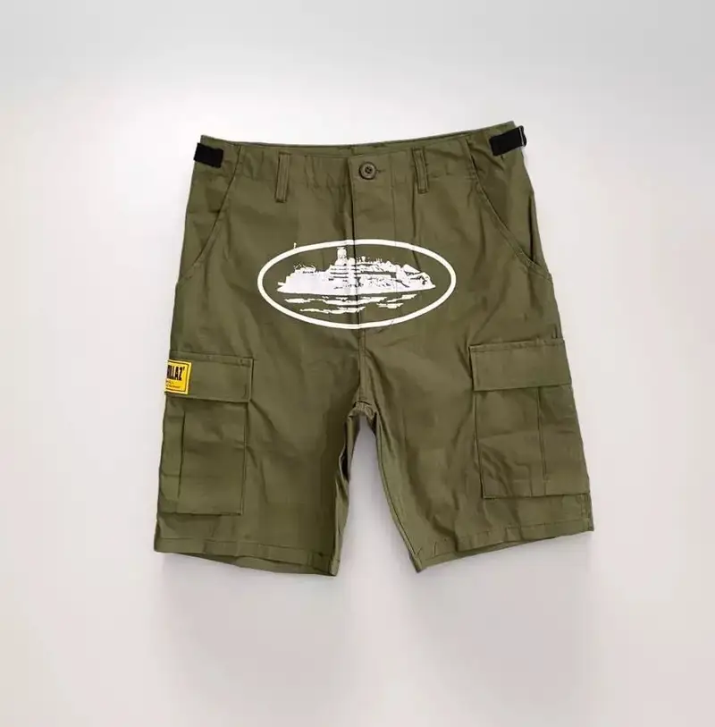 Corteiz Classic Cargo Triple Black Logo Shorts — guerrilla army green colorway — USFans Spreadsheet photo