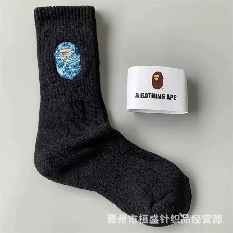 Bape Socks — tall blue embroidery black colorway — USFans Spreadsheet photo